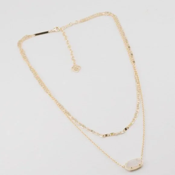 Kendra Scott Double Layer H Chain White Quartz Necklace - Picture 2 of 3
